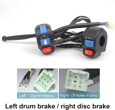 Aluminum 7/8" 22mm Handlebar Switch Control Assembly Set Fit for 139QMB 152QMI 157QMJ GY6 50cc 125cc 150cc Moped Scooter Motorcycle-Front Disc/Rear Drum Brake in Saudi Arabia