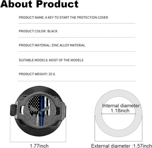 إشعال السيارة، دفع زر التشغيل، غطاء المحرك، زر إيقاف التشغيل، حلقة غطاء السيارة الداخلية الواقية، غطاء زر، ملصقات تزيين عالمية مضادة للخدش (جمجمة العلم الأمريكي B) in Kuwait