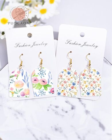 Puocaon Polymer Clay Transfer Paper - Floral Transfer Paper for Polymer Clay Jewelry, Water Transfer Paper for Polymer Clay, Plant Natural Clay Transfer Paper for Polymer Clay Earrings Making (20 Pcs) in Saudi Arabia