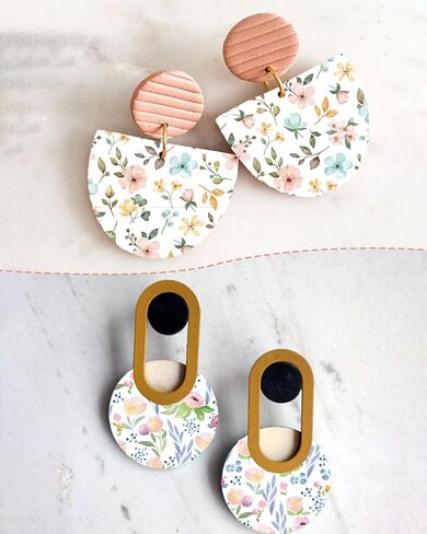 Puocaon Polymer Clay Transfer Paper - Floral Transfer Paper for Polymer Clay Jewelry, Water Transfer Paper for Polymer Clay, Plant Natural Clay Transfer Paper for Polymer Clay Earrings Making (20 Pcs) in Saudi Arabia