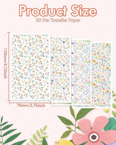 Puocaon Polymer Clay Transfer Paper - Floral Transfer Paper for Polymer Clay Jewelry, Water Transfer Paper for Polymer Clay, Plant Natural Clay Transfer Paper for Polymer Clay Earrings Making (20 Pcs) in Saudi Arabia