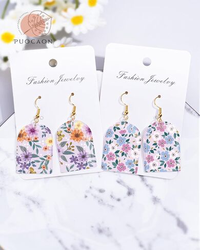 Puocaon Polymer Clay Transfer Paper - Floral Transfer Paper for Polymer Clay Jewelry, Water Transfer Paper for Polymer Clay, Plant Natural Clay Transfer Paper for Polymer Clay Earrings Making (20 Pcs) in Saudi Arabia