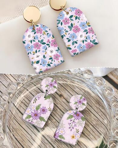 Puocaon Polymer Clay Transfer Paper - Floral Transfer Paper for Polymer Clay Jewelry, Water Transfer Paper for Polymer Clay, Plant Natural Clay Transfer Paper for Polymer Clay Earrings Making (20 Pcs) in Saudi Arabia