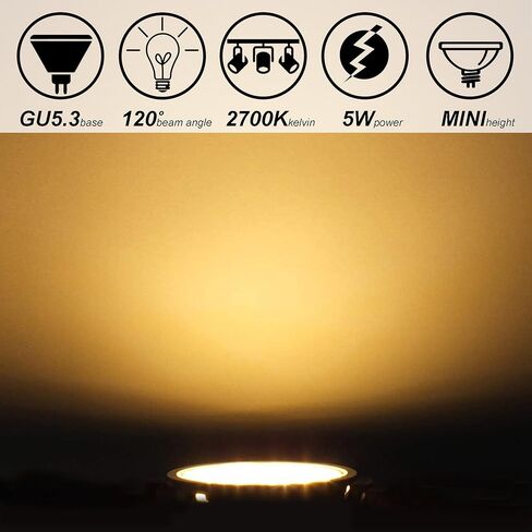 ALIDE MR16 مصابيح الفيضانات LED 5 وات، استبدل الهالوجين 50 وات، زاوية واسعة 120 درجة شعاع، GU5.3 ثنائي الدبوس 2700 ك أبيض دافئ، 12 فولت MR16 لمبة LED لتتبع الفيضانات العلوية، إضاءة المناظر الطبيعية، 6 عبوات in Kuwait