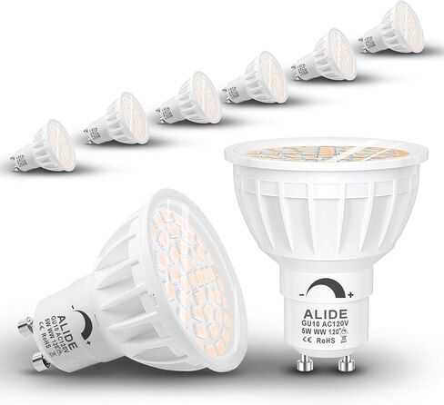 ALIDE MR16 مصابيح الفيضانات LED 5 وات، استبدل الهالوجين 50 وات، زاوية واسعة 120 درجة شعاع، GU5.3 ثنائي الدبوس 2700 ك أبيض دافئ، 12 فولت MR16 لمبة LED لتتبع الفيضانات العلوية، إضاءة المناظر الطبيعية، 6 عبوات in Kuwait