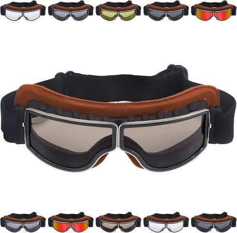 Peicees Vintage Motorcycle Goggles Aviator Goggles Pilot Helmet Riding Glasses Motorcross Mountain Bike Scooter ATV Eyewear in Saudi Arabia