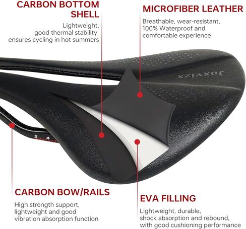 سرج دراجة MTB من ألياف الكربون خفيف الوزن، مقعد دراجة واسع مريح لدراجات الطرق والجبال، سروج دراجة TT للرجال مقاومة للماء 143/155 مم in Kuwait