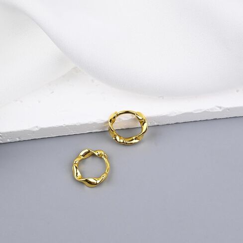 Gold Huggie Earrings Small Hoop Earrings 13mm 14K Gold Clip on Earrings Huggie Hoop Earrings for Women Trendy in Saudi Arabia