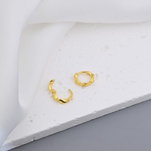 Gold Huggie Earrings Small Hoop Earrings 13mm 14K Gold Clip on Earrings Huggie Hoop Earrings for Women Trendy in Saudi Arabia