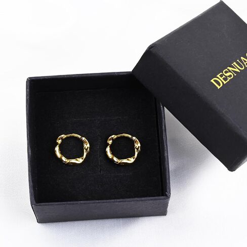 Gold Huggie Earrings Small Hoop Earrings 13mm 14K Gold Clip on Earrings Huggie Hoop Earrings for Women Trendy in Saudi Arabia