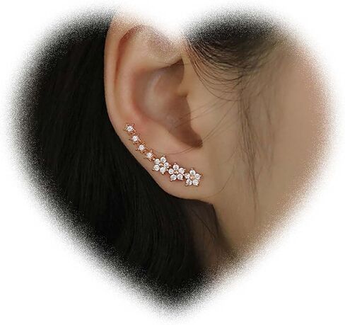 Boho Crystal Star Earrings Rhinestone Star Stud Earrings Star Climber Earrings Cz Star Ear Crawler Earrings Jewelry for Women and Girls Gifts in Saudi Arabia