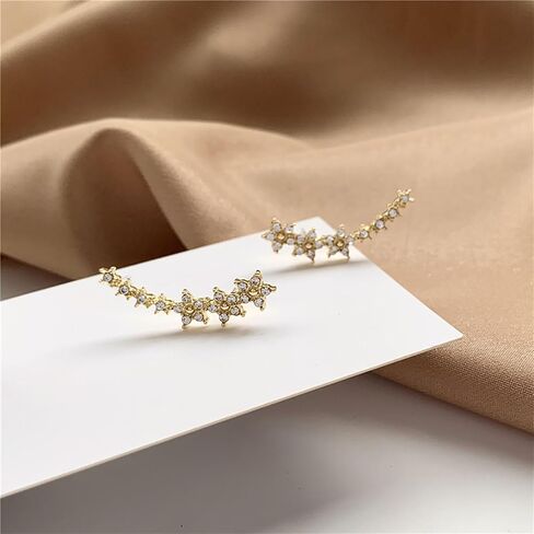 Boho Crystal Star Earrings Rhinestone Star Stud Earrings Star Climber Earrings Cz Star Ear Crawler Earrings Jewelry for Women and Girls Gifts in Saudi Arabia