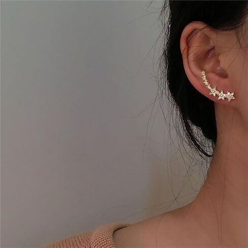 Boho Crystal Star Earrings Rhinestone Star Stud Earrings Star Climber Earrings Cz Star Ear Crawler Earrings Jewelry for Women and Girls Gifts in Saudi Arabia