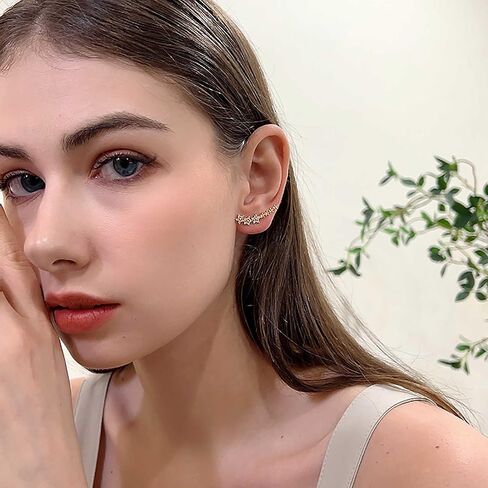 Boho Crystal Star Earrings Rhinestone Star Stud Earrings Star Climber Earrings Cz Star Ear Crawler Earrings Jewelry for Women and Girls Gifts in Saudi Arabia