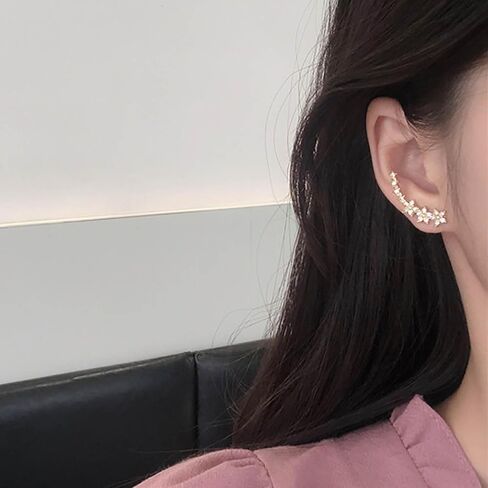 Boho Crystal Star Earrings Rhinestone Star Stud Earrings Star Climber Earrings Cz Star Ear Crawler Earrings Jewelry for Women and Girls Gifts in Saudi Arabia