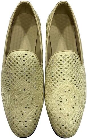 Punjabi Jutti for Men's Loafer Shoes Embroidery Slip-On Party Shoes Mojaris Wedding Bridal Dress Shoes in Kuwait