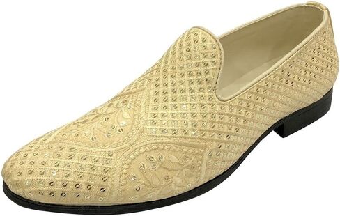 Punjabi Jutti for Men's Loafer Shoes Embroidery Slip-On Party Shoes Mojaris Wedding Bridal Dress Shoes in Kuwait