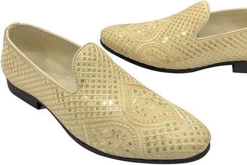 Punjabi Jutti for Men's Loafer Shoes Embroidery Slip-On Party Shoes Mojaris Wedding Bridal Dress Shoes in Kuwait