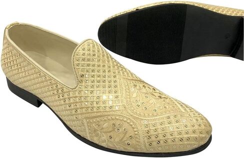 Punjabi Jutti for Men's Loafer Shoes Embroidery Slip-On Party Shoes Mojaris Wedding Bridal Dress Shoes in Kuwait
