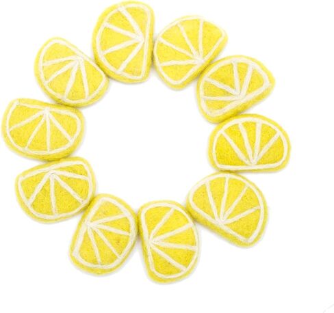 جلاسيارت وان شرائح الليمون من الصوف للديكور والحرف اليدوية - 10 قطع | شرائح ليمون صناعية وهمية للمنزل، المكتب، المحلات التجارية، الإكسسوارات، حلوى الدعامة، إكليل الصيف | فكرة هدية رائعة وكموزع للروائح العلاجية in Kuwait