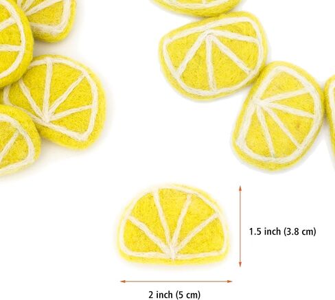 جلاسيارت وان شرائح الليمون من الصوف للديكور والحرف اليدوية - 10 قطع | شرائح ليمون صناعية وهمية للمنزل، المكتب، المحلات التجارية، الإكسسوارات، حلوى الدعامة، إكليل الصيف | فكرة هدية رائعة وكموزع للروائح العلاجية in Kuwait