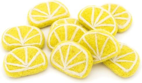 جلاسيارت وان شرائح الليمون من الصوف للديكور والحرف اليدوية - 10 قطع | شرائح ليمون صناعية وهمية للمنزل، المكتب، المحلات التجارية، الإكسسوارات، حلوى الدعامة، إكليل الصيف | فكرة هدية رائعة وكموزع للروائح العلاجية in Kuwait