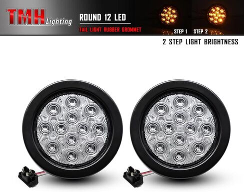 TMH 2pcs 4 Inch 12 Super Bright LED Tail Turn Signal Indicator Light Marker Reverse Lamp Assembly Rubber Mount Grommet for Trucks Trailer Boat RV in Kuwait