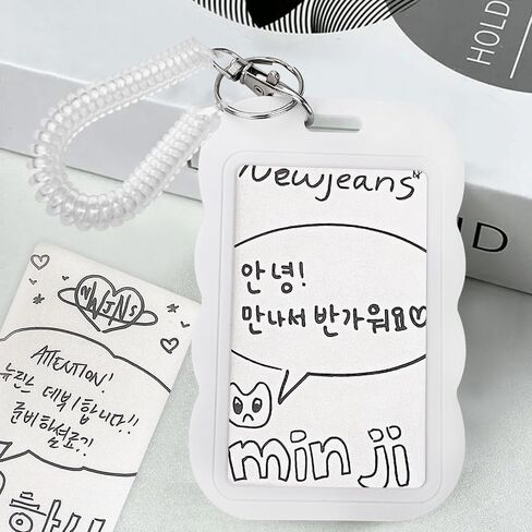 Acrylic Photocard Holder Keychain Photo Card Holders 3 Inch ID Badge Holder Bus Card Credit ID Bank Card Holder (Square White) in Saudi Arabia