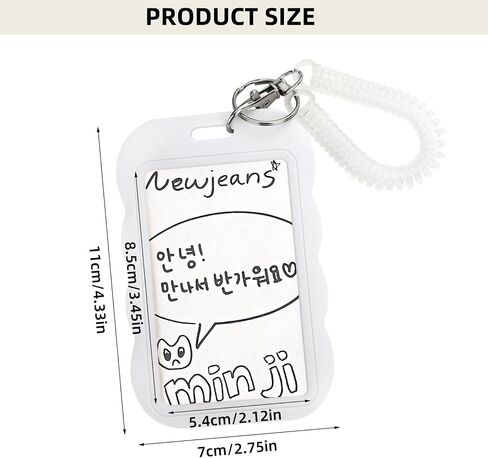 Acrylic Photocard Holder Keychain Photo Card Holders 3 Inch ID Badge Holder Bus Card Credit ID Bank Card Holder (Square White) in Saudi Arabia