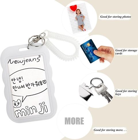 Acrylic Photocard Holder Keychain Photo Card Holders 3 Inch ID Badge Holder Bus Card Credit ID Bank Card Holder (Square White) in Saudi Arabia