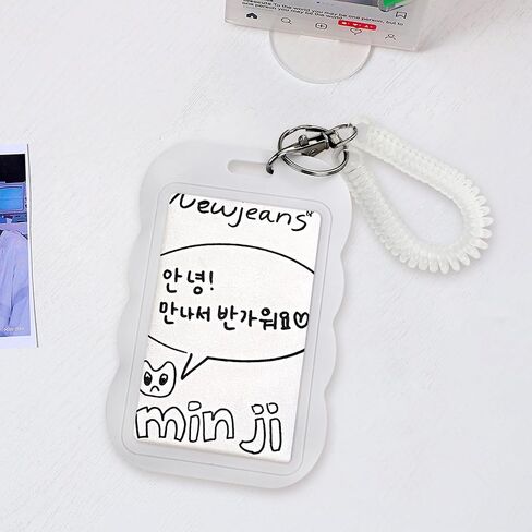 Acrylic Photocard Holder Keychain Photo Card Holders 3 Inch ID Badge Holder Bus Card Credit ID Bank Card Holder (Square White) in Saudi Arabia