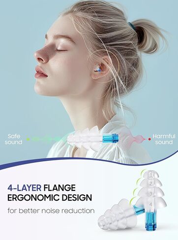 Ear Plugs for Airplane Ear Pressure Relief, 2 Pairs Adults Soft Silicone Reusable Airplane Ear Plugs 26dB, with Silicone Connector Cord, Travel Essentials for Flying, Ear Protection Earplugs for Plane in Saudi Arabia