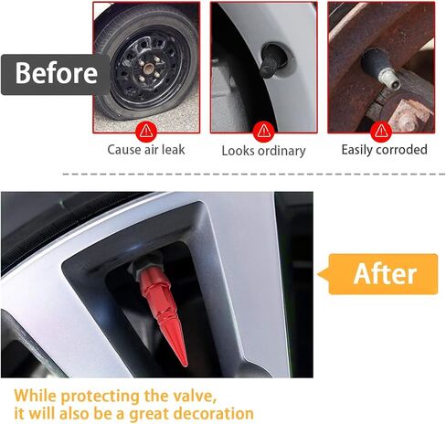 Car Tire Valve Caps, 4PCS Long Impale Spike Style Aluminum Alloy Auto Tire Wheel Valve Stem Caps, Dustproof & Waterproof, Universal for Cars, SUVs, Trucks, Bicycles and Motorcycles (Black) in Saudi Arabia