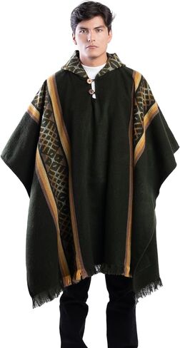 QISU Pachamama Poncho، معطف صوف الألبكة، النمط الغربي، فريد ومصنوع يدويًا في الإكوادور، معطف سميك ودافئ وصوف الألبكة، مقاس 43 × 70 بوصة مستطيل، خفيف الوزن وناعم، صنع في الإكوادور in Kuwait