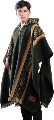 QISU Pachamama Poncho، معطف صوف الألبكة، النمط الغربي، فريد ومصنوع يدويًا في الإكوادور، معطف سميك ودافئ وصوف الألبكة، مقاس 43 × 70 بوصة مستطيل، خفيف الوزن وناعم، صنع في الإكوادور in Kuwait