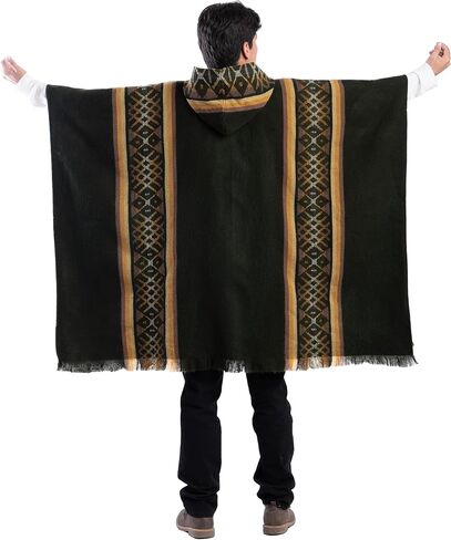 QISU Pachamama Poncho، معطف صوف الألبكة، النمط الغربي، فريد ومصنوع يدويًا في الإكوادور، معطف سميك ودافئ وصوف الألبكة، مقاس 43 × 70 بوصة مستطيل، خفيف الوزن وناعم، صنع في الإكوادور in Kuwait