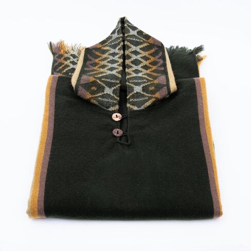QISU Pachamama Poncho، معطف صوف الألبكة، النمط الغربي، فريد ومصنوع يدويًا في الإكوادور، معطف سميك ودافئ وصوف الألبكة، مقاس 43 × 70 بوصة مستطيل، خفيف الوزن وناعم، صنع في الإكوادور in Kuwait