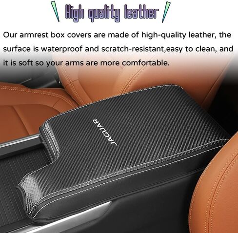 ملحقات داخلية مخصصة لـ F-PACE FPACE/XF 2017 2018 2019 2020 PU من الجلد لوحدة التحكم المركزية مسند الذراع غطاء صندوق مسند الذراع وسادة حماية مسند الذراع المركزي (أسود مع خياطة بيضاء) in Kuwait