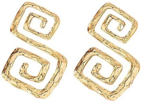 أقراط هندسية مجوفة غير منتظمة للنساء والفتيات مطلية بالذهب بيان بوهيمي قديم متاهة حلزونية كبيرة أقراط متدلية كبيرة لا تسبب الحساسية هدايا مجوهرات عصرية عصرية in Kuwait