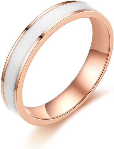 Women's 4MM Stainless Steel Promise Eternal Ring Epoxy Enamel Wedding Band Comfort Fit in Saudi Arabia