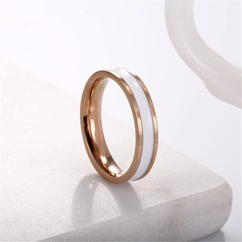 Women's 4MM Stainless Steel Promise Eternal Ring Epoxy Enamel Wedding Band Comfort Fit in Saudi Arabia