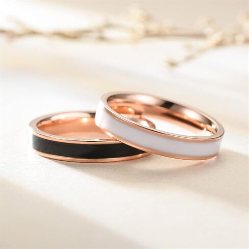 Women's 4MM Stainless Steel Promise Eternal Ring Epoxy Enamel Wedding Band Comfort Fit in Saudi Arabia