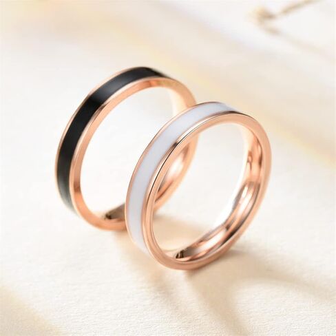 Women's 4MM Stainless Steel Promise Eternal Ring Epoxy Enamel Wedding Band Comfort Fit in Saudi Arabia