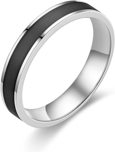 Women's 4MM Stainless Steel Promise Eternal Ring Epoxy Enamel Wedding Band Comfort Fit in Saudi Arabia
