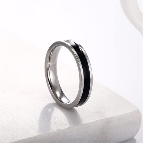 Women's 4MM Stainless Steel Promise Eternal Ring Epoxy Enamel Wedding Band Comfort Fit in Saudi Arabia