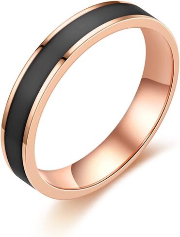 Women's 4MM Stainless Steel Promise Eternal Ring Epoxy Enamel Wedding Band Comfort Fit in Saudi Arabia