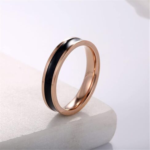 Women's 4MM Stainless Steel Promise Eternal Ring Epoxy Enamel Wedding Band Comfort Fit in Saudi Arabia