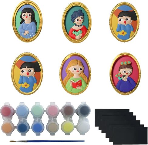 Chccrwhirl Cartoon Cat Plaster Coloring Refrigerator Magnets - DIY Painting Kit for Kids, 27 PCS Arts and Crafts Set with Ceramics to Paint Creative Activity Toy Gift for Boys & Girls in Saudi Arabia