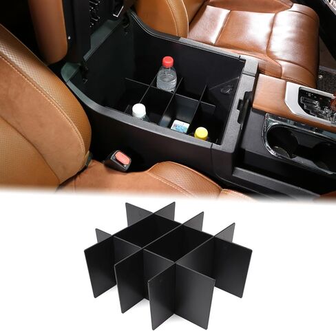 Car Armrest Box Storage Box Compatible with Toyota Tundra 2007-2021/Sequoia 2008-2020 Center Console Organizer Tray Armrest Storage Box Secondary Container Insert Box With Mat ABS Interior Accessories in Saudi Arabia