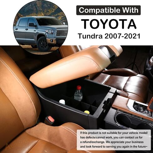 Car Armrest Box Storage Box Compatible with Toyota Tundra 2007-2021/Sequoia 2008-2020 Center Console Organizer Tray Armrest Storage Box Secondary Container Insert Box With Mat ABS Interior Accessories in Saudi Arabia